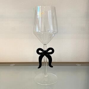 Black Bow Wine Glass Holiday Glam Barware NEW